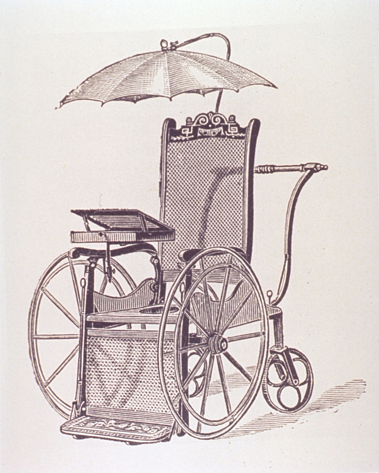 Modestly decorated wheelchair from an 1886 catalogue