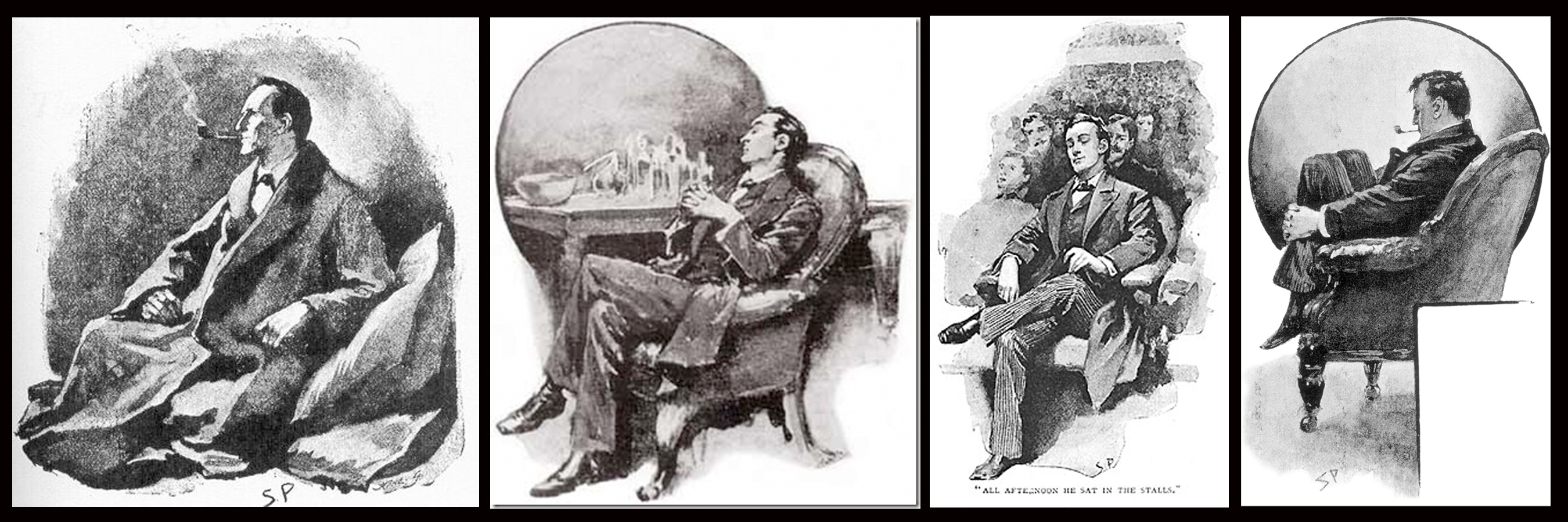 Four Paget depictions of Holmes in a meditative state